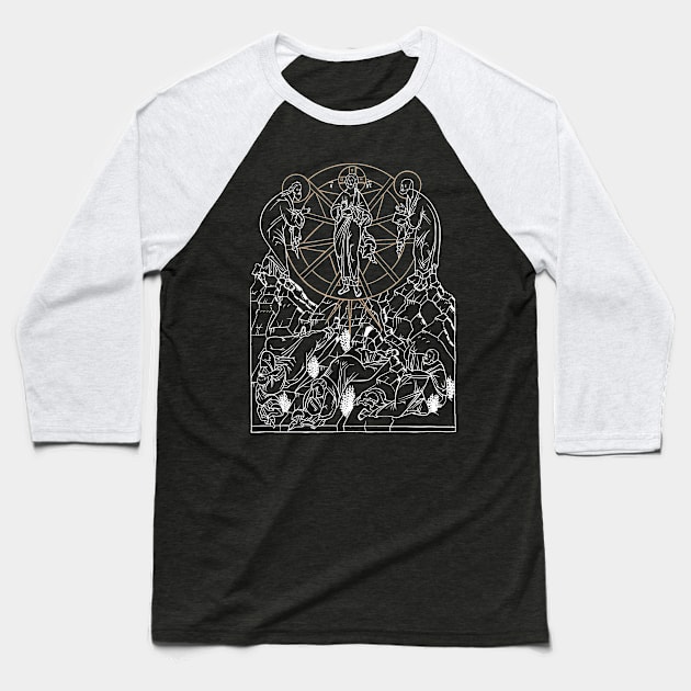 White Transfiguration | Μεταμορφωσις | Russian Outline of the Icon of the Transfiguration Baseball T-Shirt by EkromDesigns